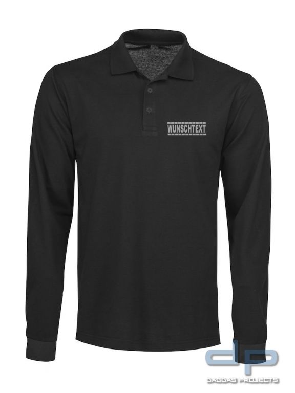Premium Long Sleeve Polo mit Wunschaufdruck gestrichelte Linien in verschiedenen Farben