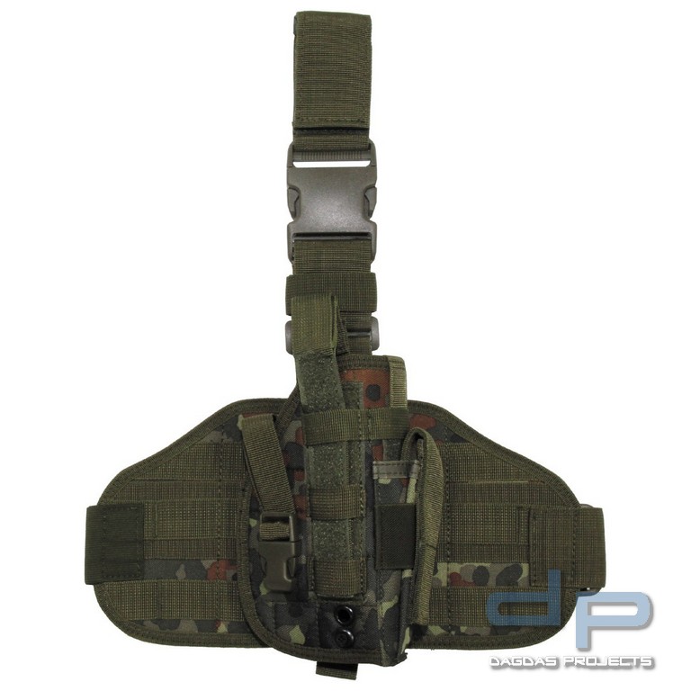 Pistolenbeinholster, "Molle", Bein- und Gürtelbef., fleckt.