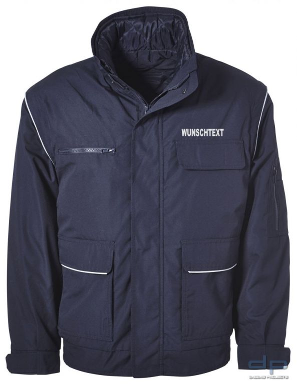 Behörden Wetterschutz-Blouson marine mit reflexbiese Herren mit reflektierendem Wunschtext