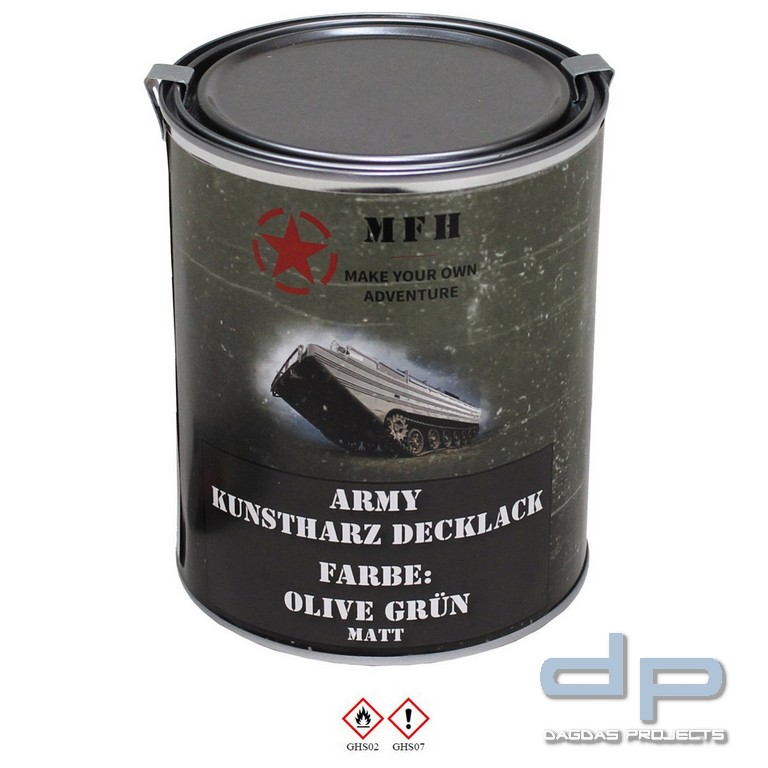 Farbdose, "Army" OLIV GRÜN, matt, 1 Liter