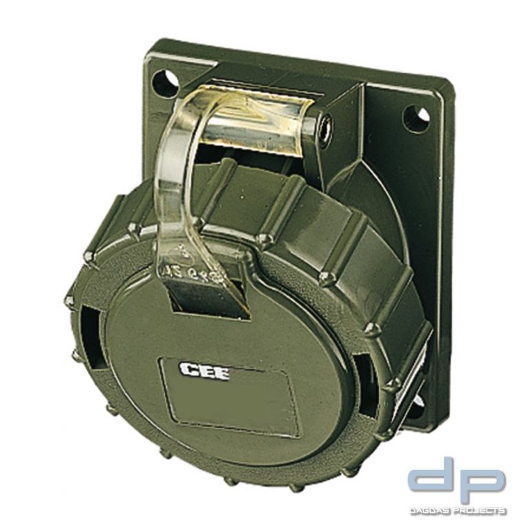 CEE-Anbausteckdose, 20° geneigt, 400V/ 16A, Schraubklemmen, bronzegrün IP67