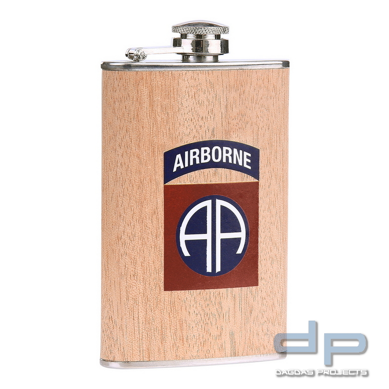 Stainless Steel Flachmann 5 oz 82nd Airborne Holzoptik