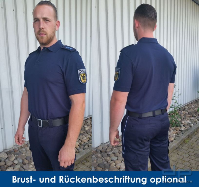 ETZEL Dienstpoloshirt unisex mit Wunschaufdruck und gestrichelte Linien in reflex silber