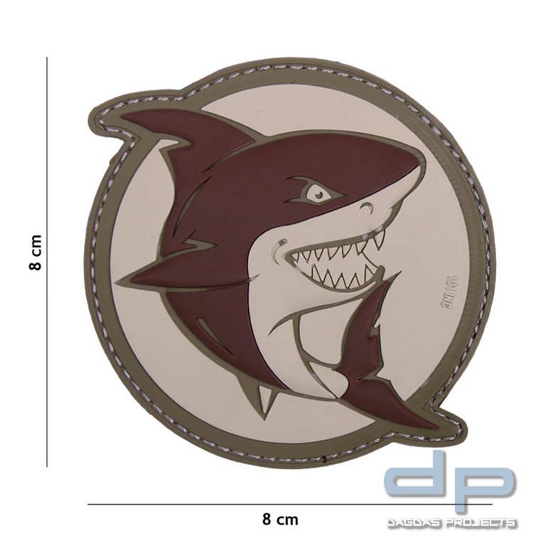 Emblem 3D PVC angreifender Hai braun
