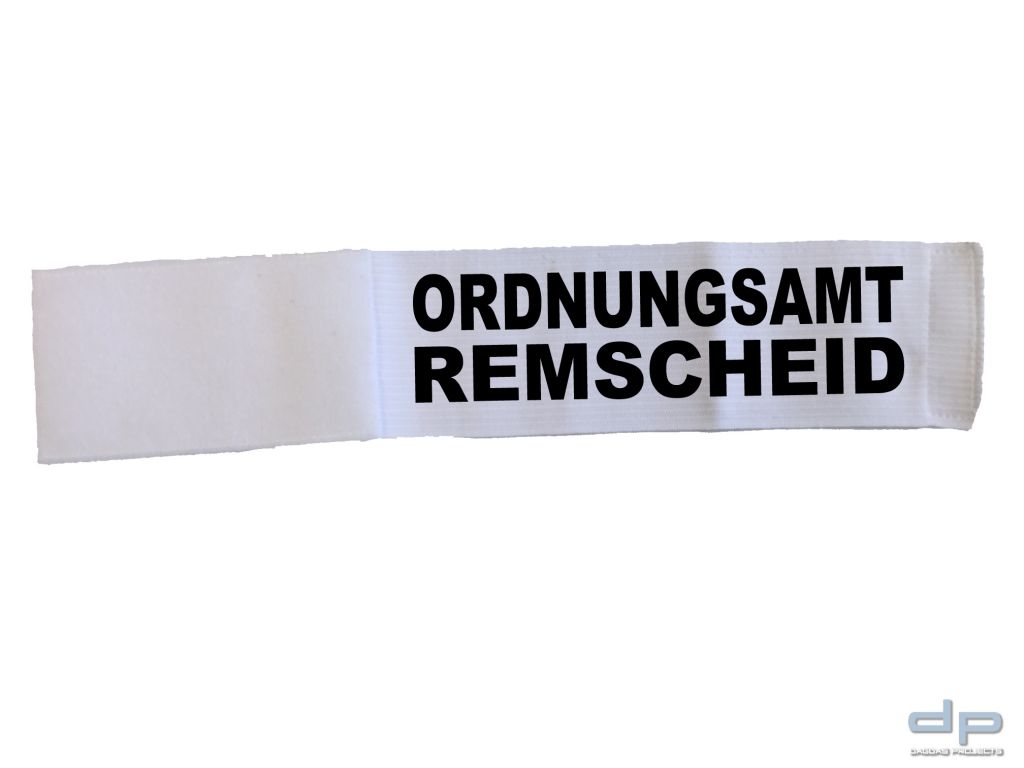 Behörden Klettarmbinde weiss mit Wunschaufdruck 2 zeilig