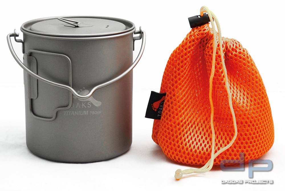 Toaks Titanium Pot 750 ml mit Deckel und Henkel