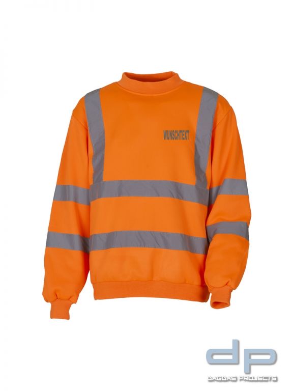 High Visibility Sweatshirt in verschiedenen Farben mit Wunschbeschriftung in reflex silber