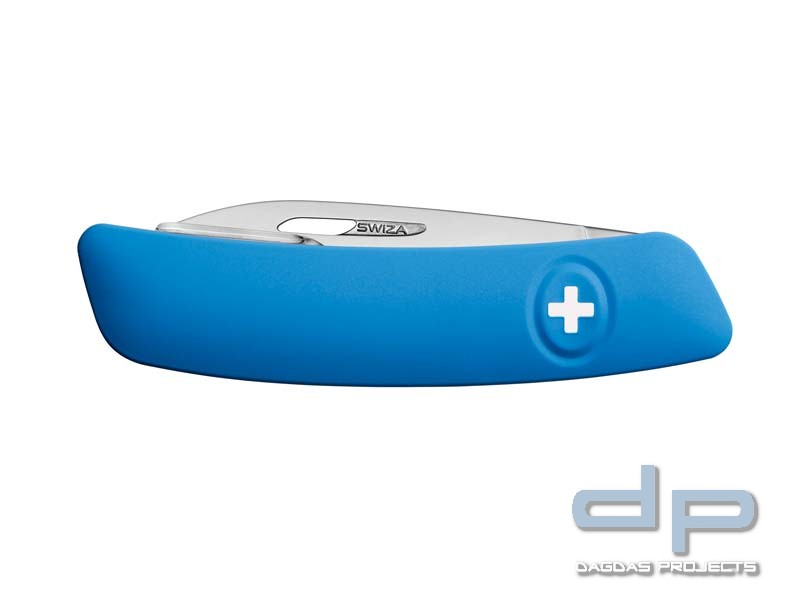 SWIZA Schweizer Messer J02 JUNIOR, Klingensperre, blaue Anti-Rutsch-Griffschalen, 6 Funktionen