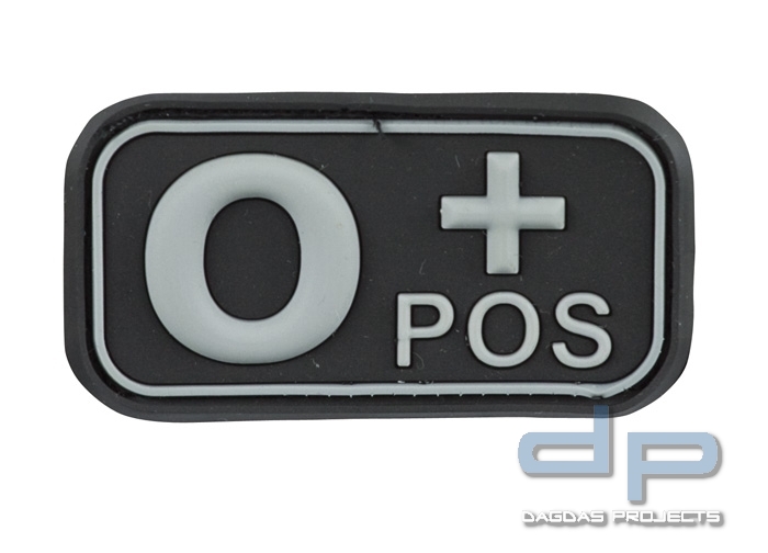 3D Blutgruppenpatch Schwarz/Grau 0 pos +