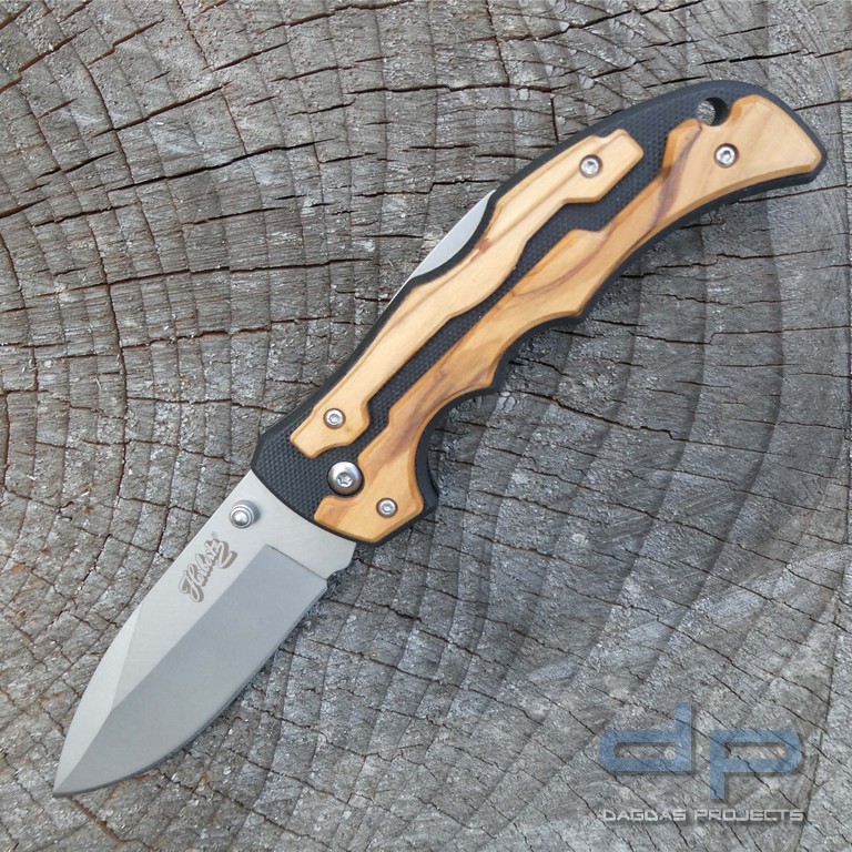Modernes Einhandmesser G10 und Olivenholz