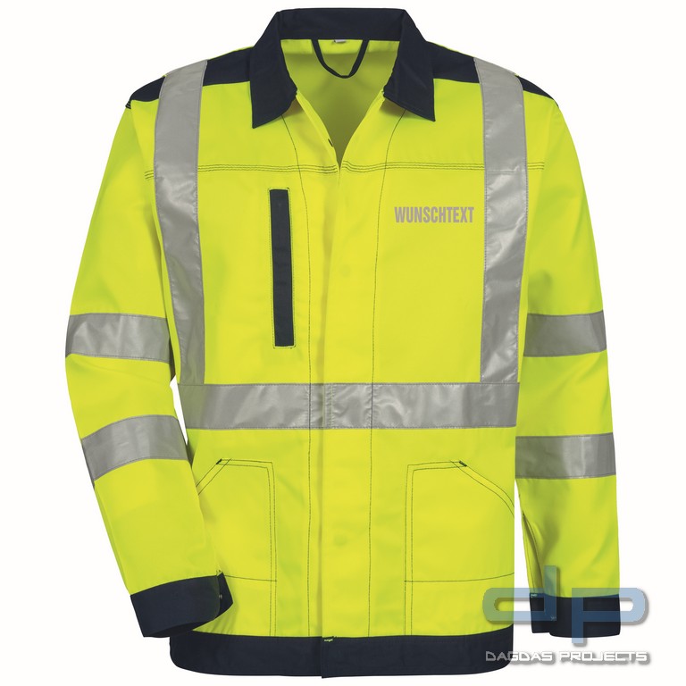 WARNSCHUTZ-BUNDJACKE in Gelb mit Aufdruck nach Wunsch auf Brust und Rücken