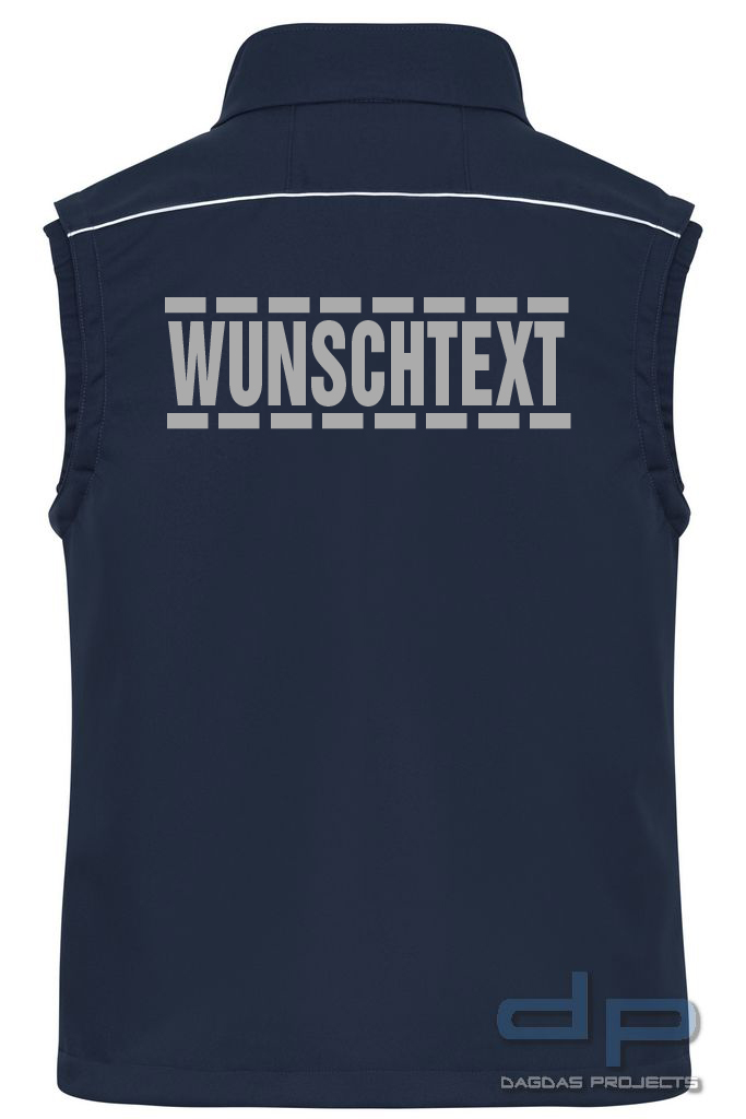 Softshell Weste dp S-Serie in verschiedenen Farben mit Wunschaufdruck umrandet