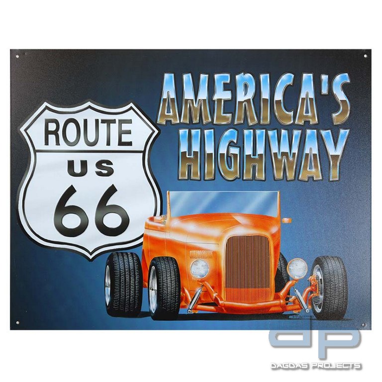 Metallplatte groß 18. Route 66 US American Highway
