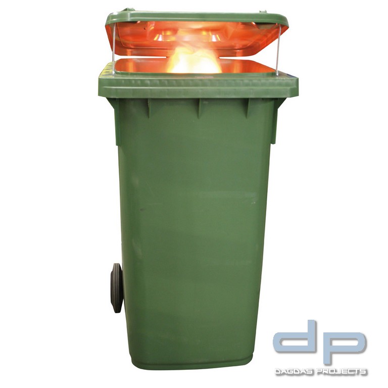 Brandsimulator brennende Mülltonne