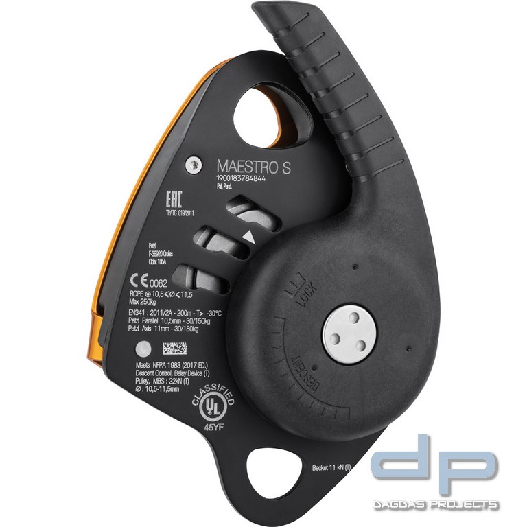 PETZL Abseilgerät MAESTRO S - integrierte Umlenkrolle mit Rücklaufsperre