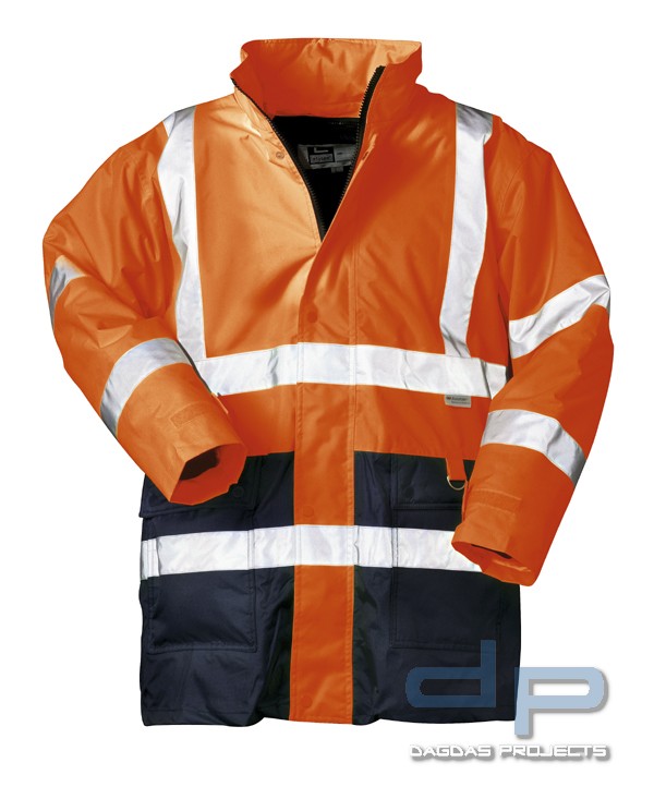 SAFESTYLE® Warnschutz-Parka Wunschbeschriftung möglich in Orange und Marine abegesetzt