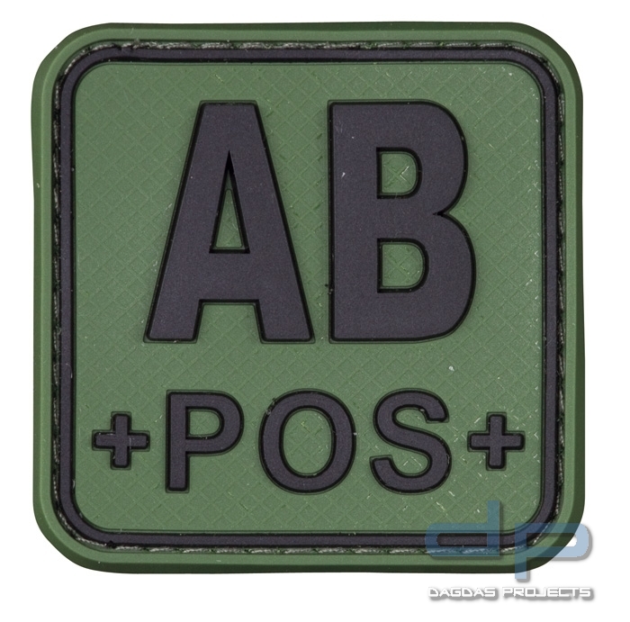 3D Blutgruppenpatch 50x50 Grün/Schwarz AB pos +