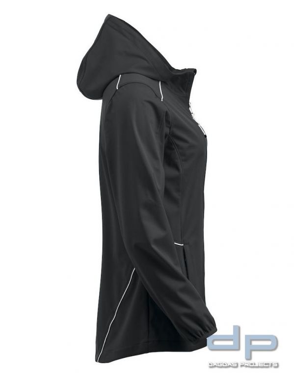 Behörden Damen Softshelljacke Schwarz mit Aufdruck nach Wunsch in Reflex-Silber Größe S oder XL