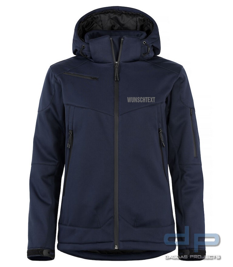 Herren Behörden Softshelljacke "Grayland" in Dark Navy mit Aufdruck nach Wunsch, Größe L
