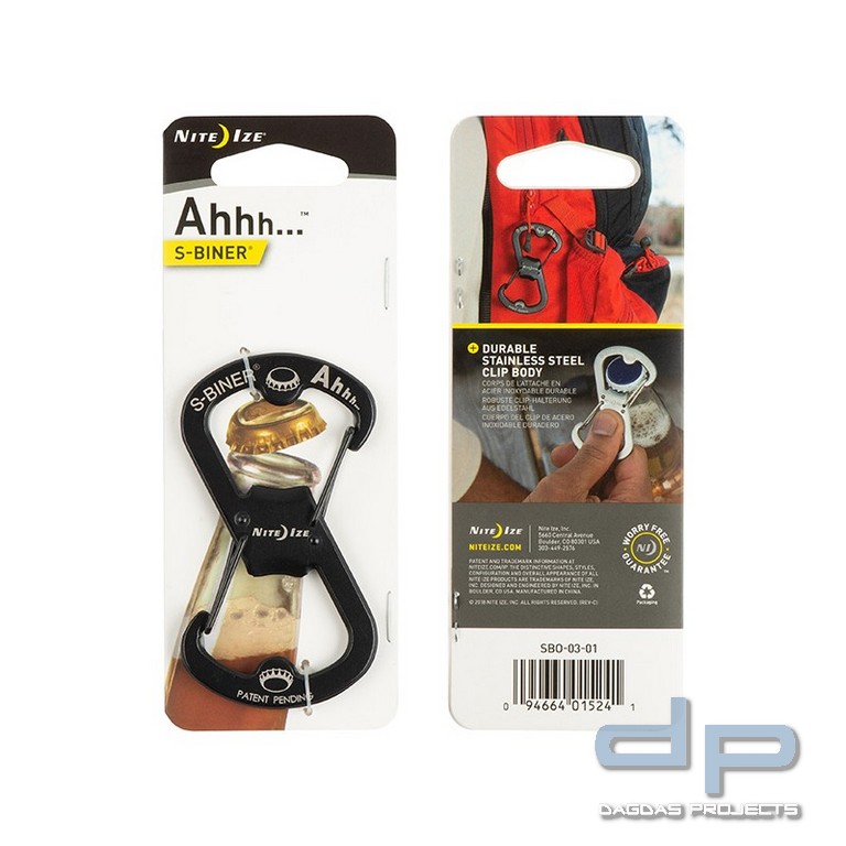 NiteIzeTM Doppelkarabiner S-Biner mit Flaschenöffner Edelstahl
