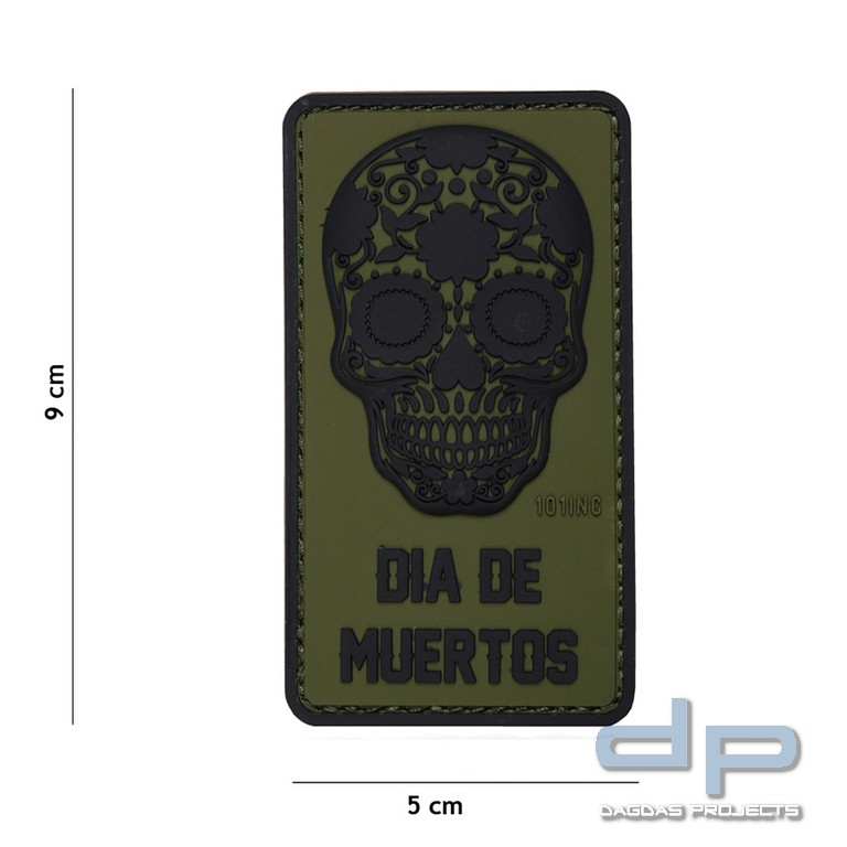 Emblem 3D PVC Dia de Muertos grün