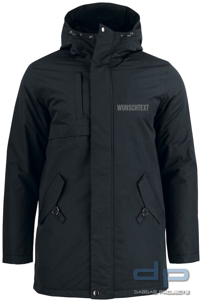 Unisex Behördenparka "Creston" in Schwarz mit Aufdruck nach Wunsch