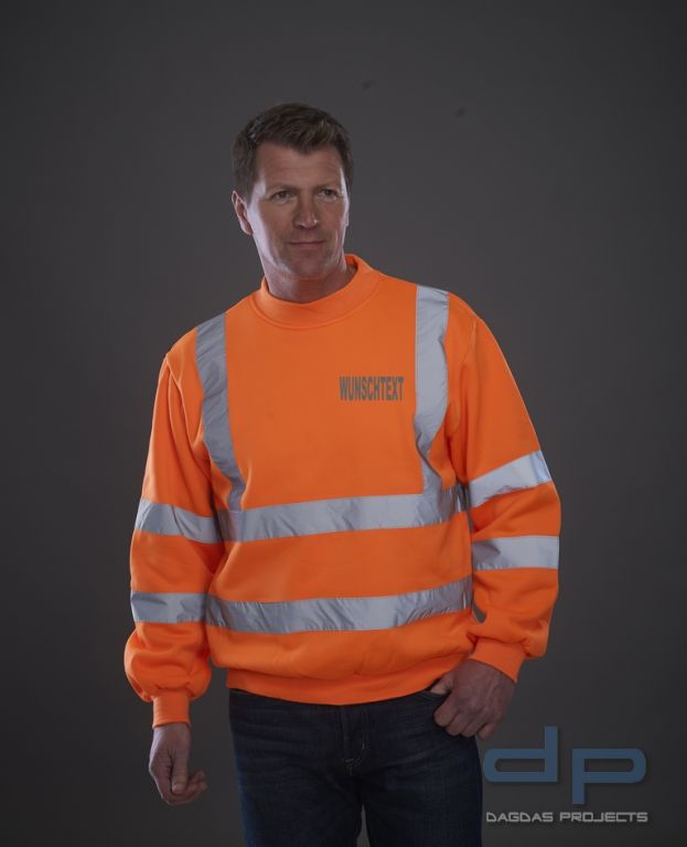 High Visibility Sweatshirt in verschiedenen Farben mit Wunschbeschriftung in reflex silber