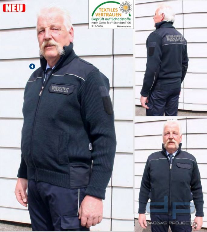 ETZEL Strickjacke Modell Baden-Württemberg mit Aufdruck nach Wunsch in Reflex Silber Größe: 4XL