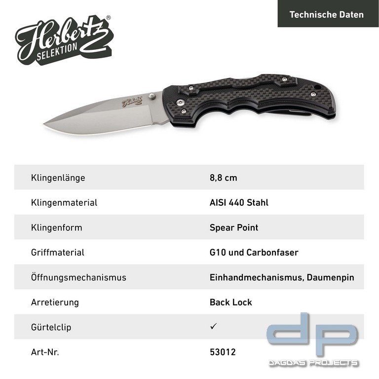 Modernes Einhandmesser G10 und Carbonfaser