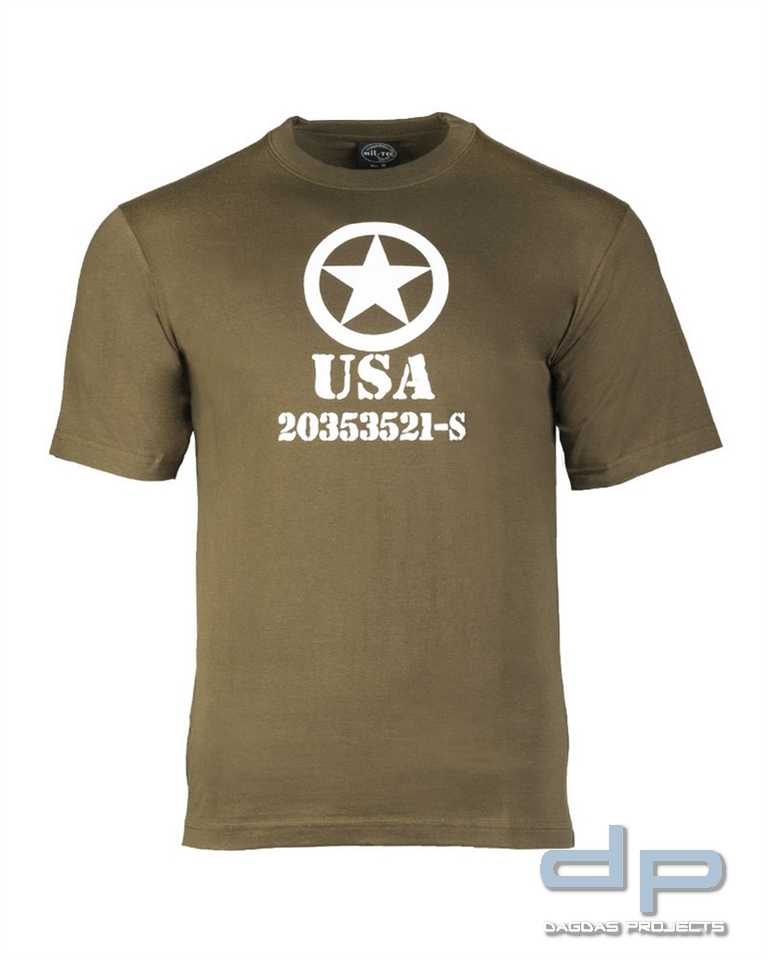 T-SHIRT OLIV M.DRUCK ALLIED STAR WEISS VPE 3