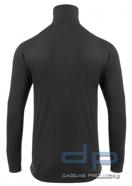 ACLIMA WOOL TERRY POLO TURTLENECK LONG SLEEVE WOMAN ZIP-SHIRT IN SCHWARZ