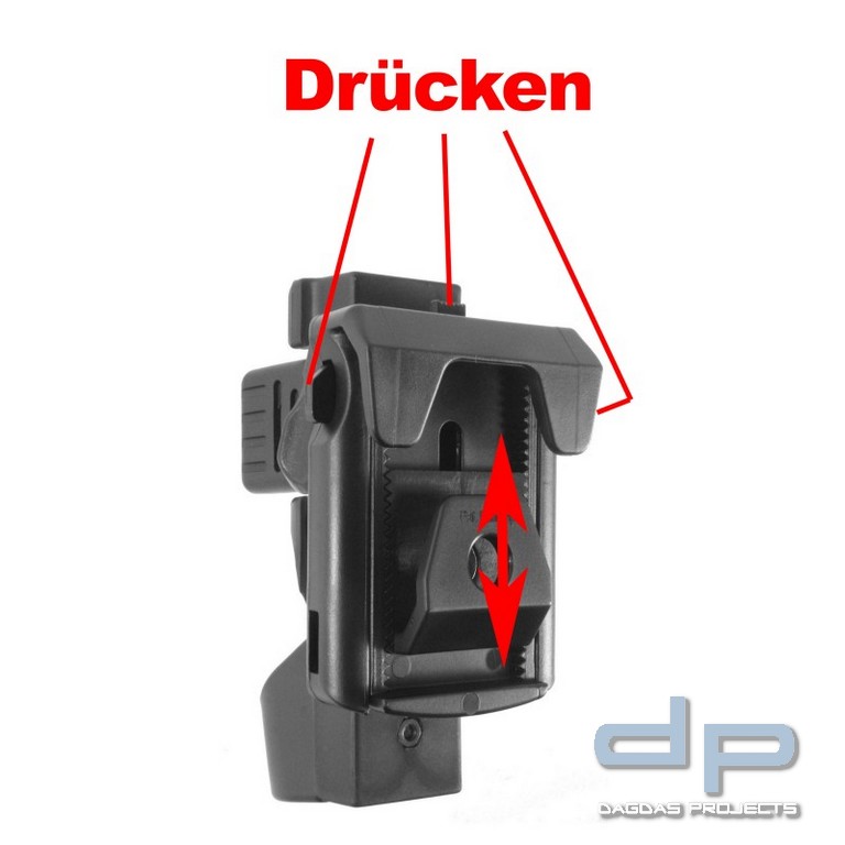 Taschenlampen Holster ESP® "LHU04", verstellbare Gürtelklammer 360° drehbar