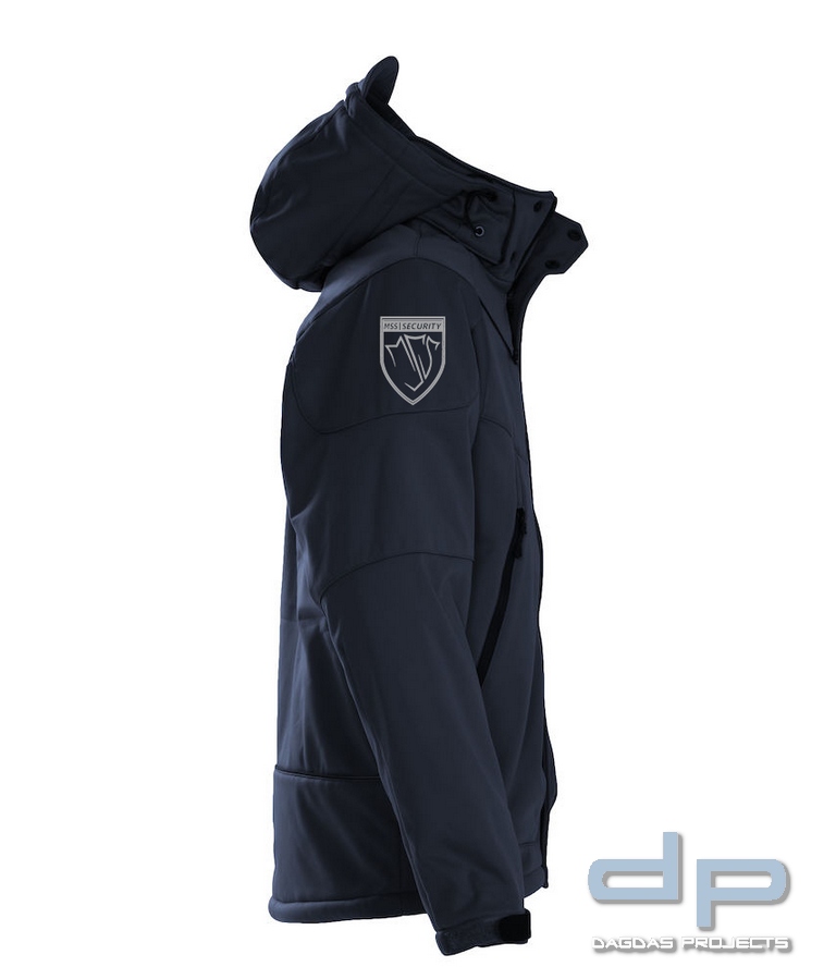 Behörden Softshell Jacke Winter Dunkelblau Herren gefüttert mit Sonderaufdruck 3 fach MSS