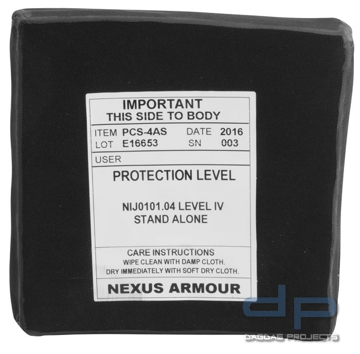 NEXUS Schutzplatte Level IV Stand Alone Seite