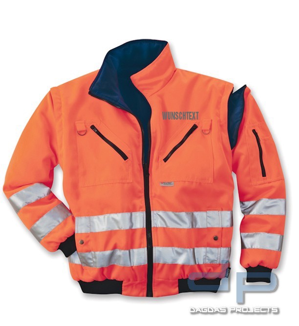 WENDE-WARNSCHUTZ 4 IN 1-PILOTENBLOUSON SAFETY mit Wunschaufdruck auf Brust und Rücken