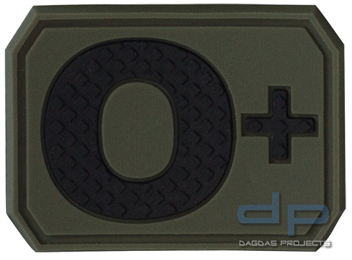 3D Blutgruppenpatch 0 Positiv Oliv oder Coyote
