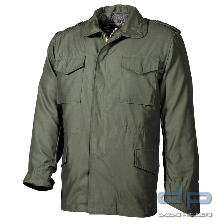 US Feldjacke M65, oliv, m. auskn. Steppfutter