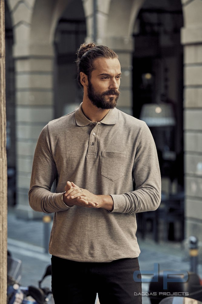 Polo Pocket Long Sleeve mit Wunschaufdruck in verschiedenen Farben