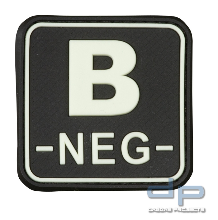 3D Blutgruppenpatch 50x50 schwarz/glow B neg -