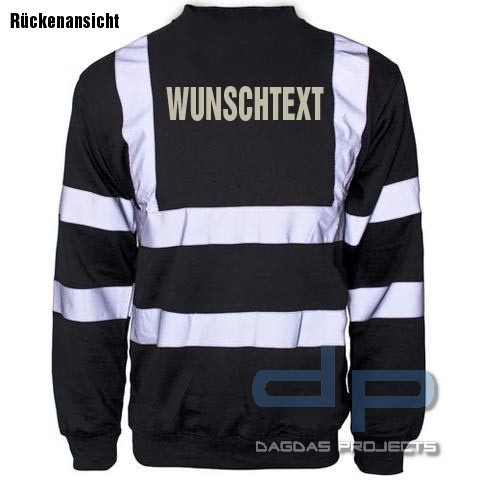 High Visibility Sweatshirt in verschiedenen Farben mit Wunschbeschriftung in reflex silber