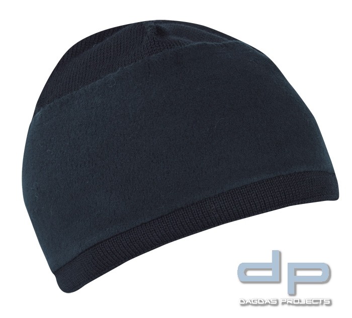 Commando Rollmütze Merino mit Fleecefutter Schwarz