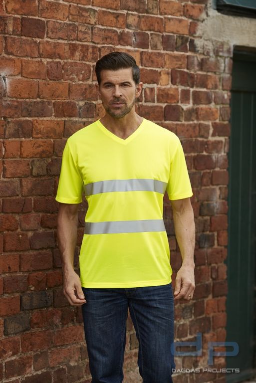 Hi Vis Top Cool Super Light V-Neck T-Shirt orange oder gelb