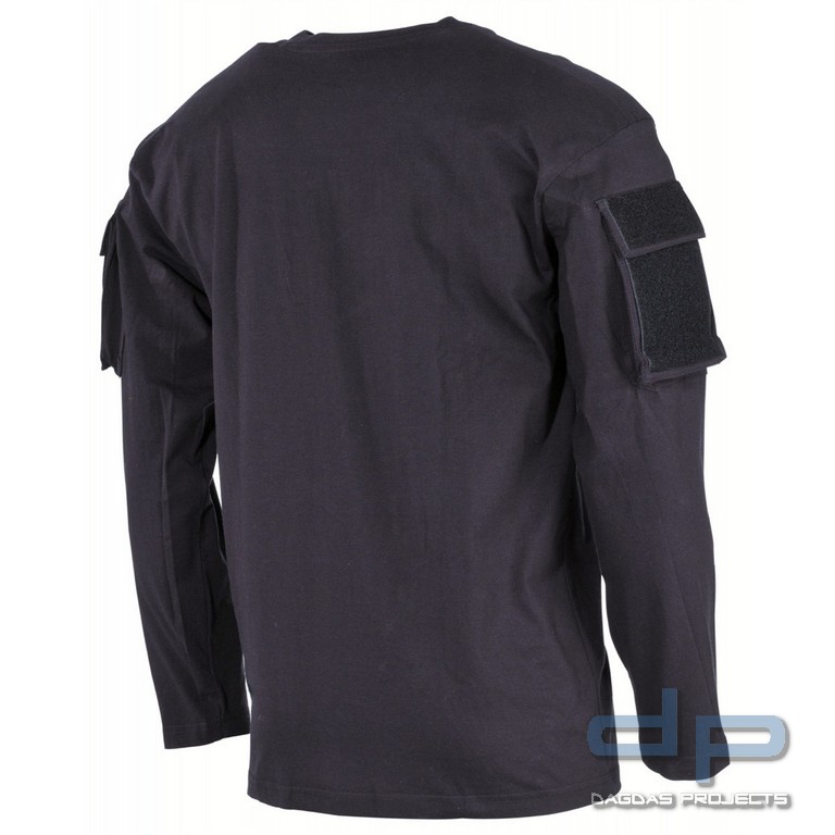 US Shirt, langarm, schwarz, mit Ärmeltaschen