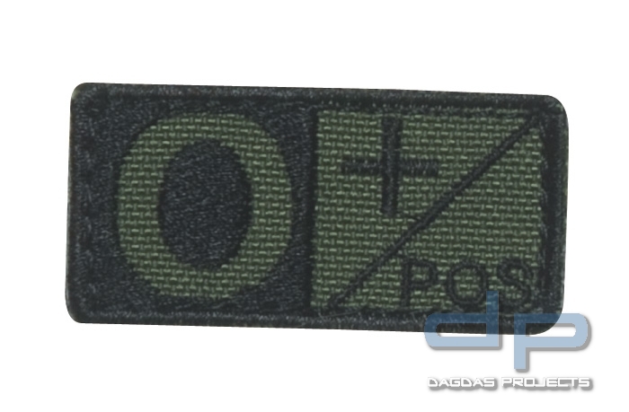 Blutgruppenpatch Oliv/Schwarz O pos + 229O+001
