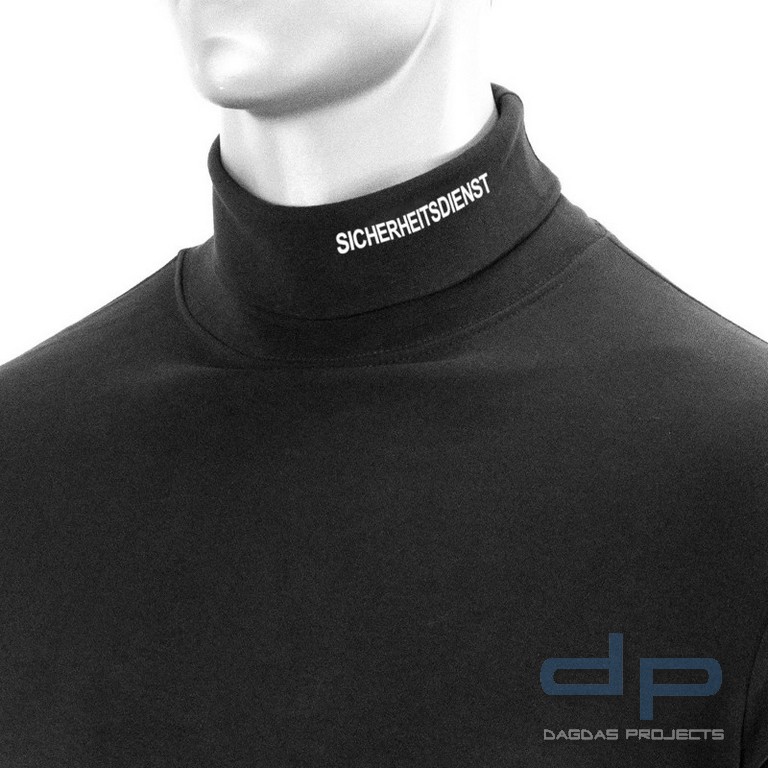 Rollkragenpullover, bestickt "SICHERHEITSDIENST", Stick in silber