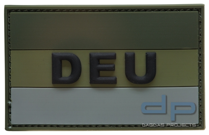 3D Rubber Patch Deutschlandflagge "DEU" Oliv Large