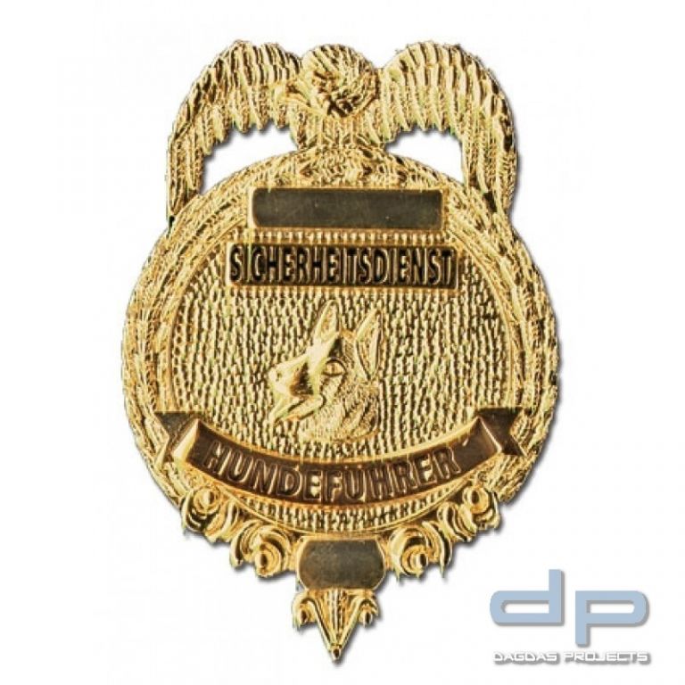 Metallabzeichen Hundeführer - gold - mit Leerflächen für Namen und Dienstnummer