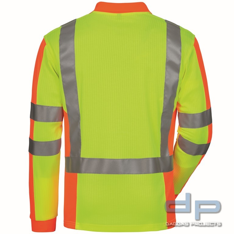 UV- UND WARNSCHUTZ-LANGARM-POLO-SHIRT mit Aufdruck nach Wunsch auf Brust und Rücken
