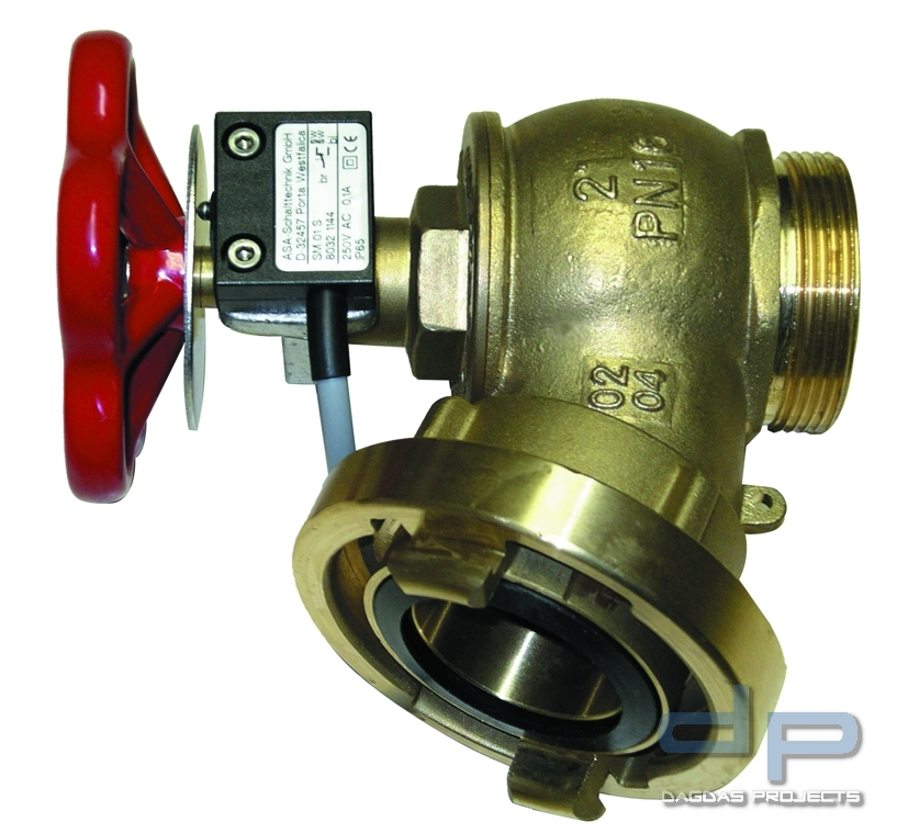 Schlauchanschlußventil Messing mit Endschalteranbausatz 2 1/2" B LM, mit Widerstand