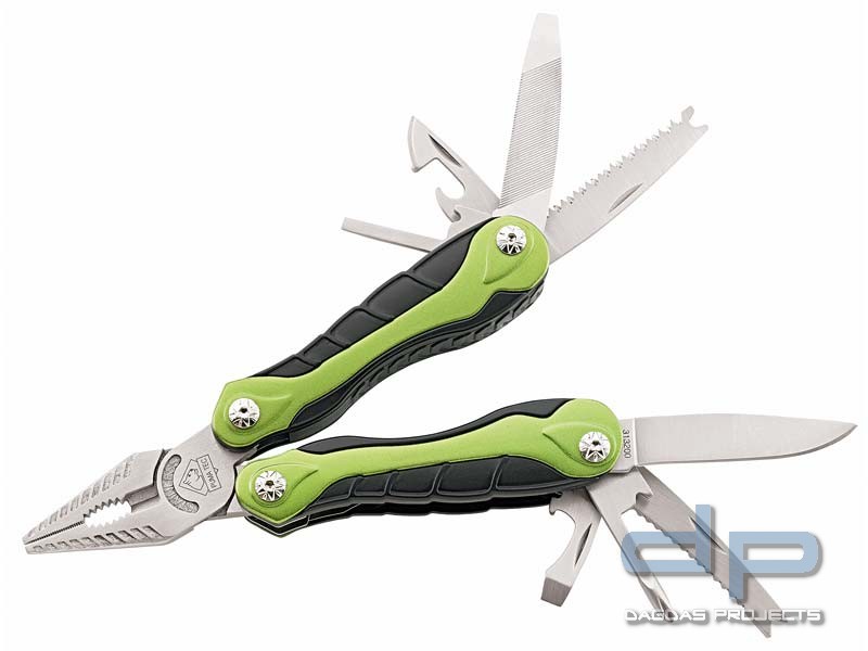 Puma TEC Multitool, AISI 420 Stahl, Zange mit Feder, zweifarbige Aluminium-Griffe, Nylon-Etui